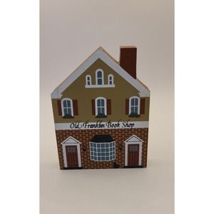 VTG CATS MEOW WOOD HOUSE BUILDING VILLAGE Old Franklin Book Shop SHELF SITTER